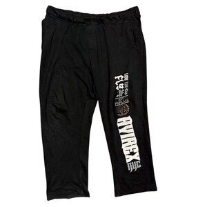 Avirex Sweatpants Black Graphic Print Mens Joggers Cotton XL